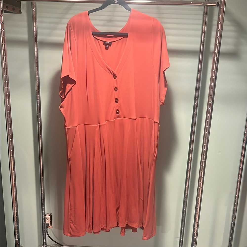 Coral Button-Down Dress